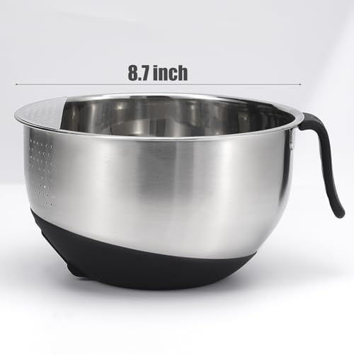 DOPMEP Rice Washer Strainer Bowl with Handle Stainless Steel Tilting Kitchen Tool