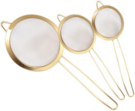 3-Piece Ergonomic Stainless Steel Mesh Strainer Set for Kitchen Use