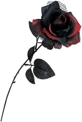 Red and Black Flower 40cm - Halloween Spooky Decoration