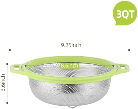 3 Qt Stainless Steel Colander with Micro porous Handle Kitchen Tool