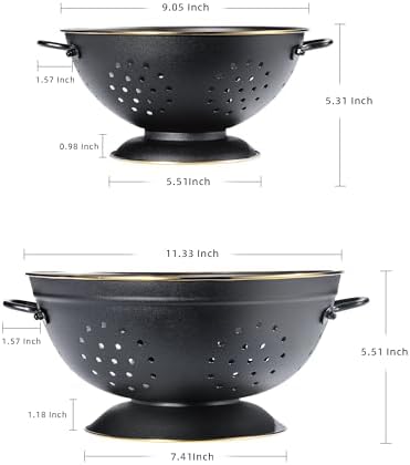 BeFare Metal Colander Set of 2 Matte Black