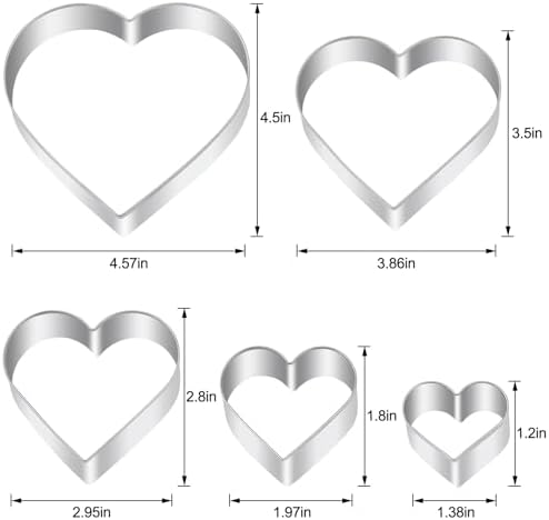 BakingWorld Heart Cookie Cutter Set for Valentines Day