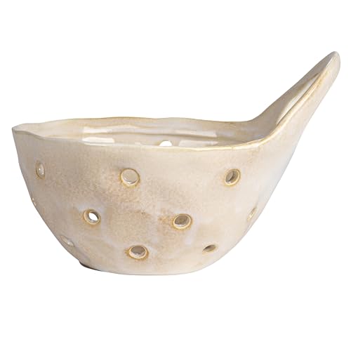 Set of 2 Cream Stoneware Colanders for Kitchen Use