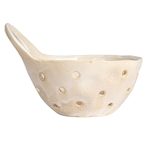 Set of 2 Cream Stoneware Colanders for Kitchen Use