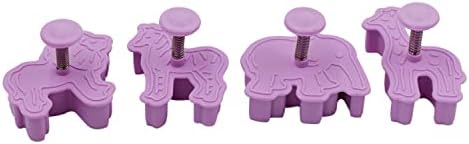 4-Piece Animal Cookie Cutters Lion Giraffe Zebra Elephant Purple