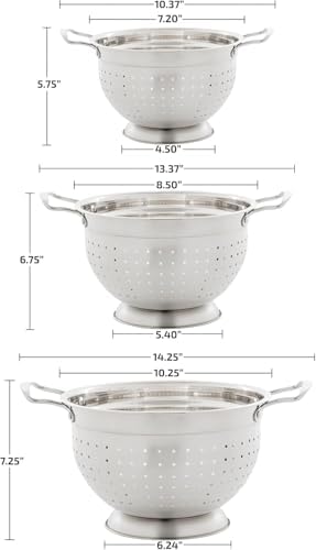 OVENTE Premium Stainless Steel Colander Set of 3