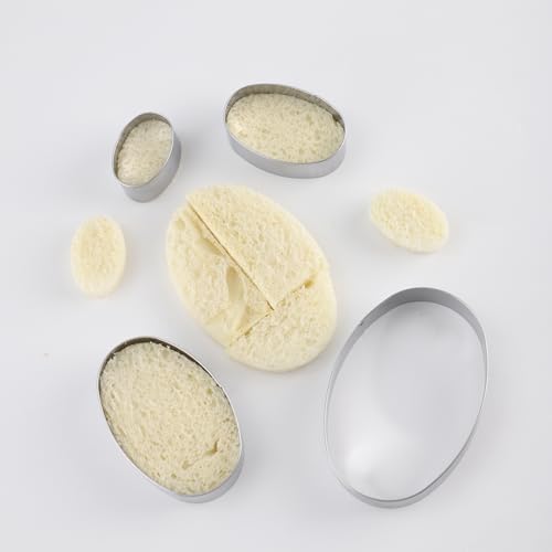 ANCKNE Four-Sized Stainless Steel Oval Cookie Cutters Set