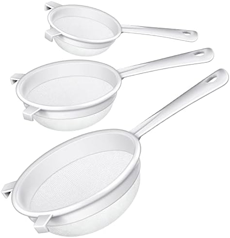 3-Piece Plastic Mesh Strainer with Handle for Kitchen Use