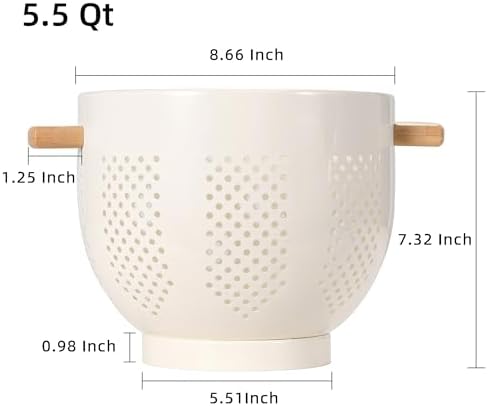 BeFare Metal Colander with Wood Handle and Sturdy Base