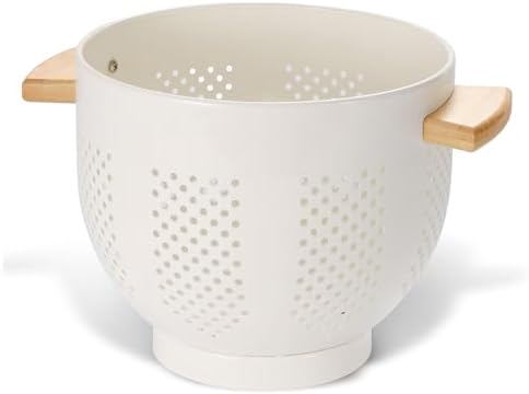 BeFare Metal Colander with Wood Handle and Sturdy Base