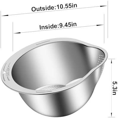 KesaPlan 4-in-1 Stainless Steel Rice Washer Strainer Bowl