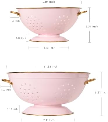 BeFare Metal Colander Set 35 5 Qt Self-Draining Powder Coated Kitchen Essentials