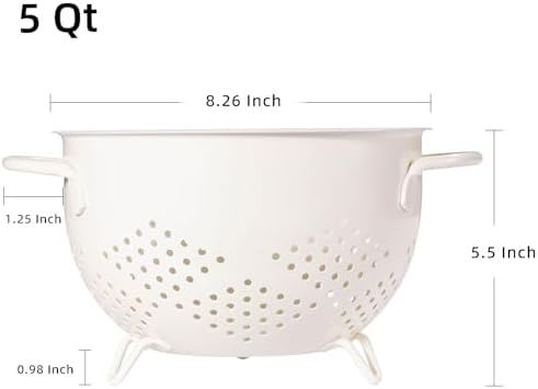 Rust-Proof 5-Quart Metal Colander with Double Handles for Kitchen Use