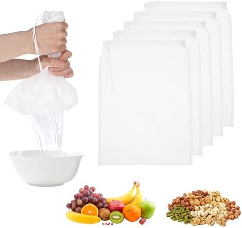 5 Pcs Nut Milk Strainer Reusable nylon bag for Kitchen Use