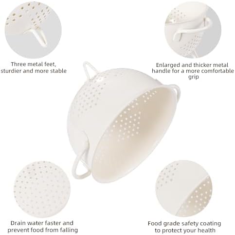 Rust-Proof 5-Quart Metal Colander with Double Handles for Kitchen Use