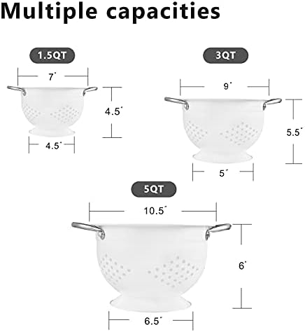 Quick-Draining 3-Piece Colander Set for Kitchen Use