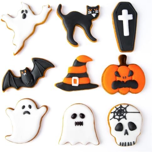 Halloween Cookie Cutters Set - 9 Piece Metal Shapes for Baking and Crafting