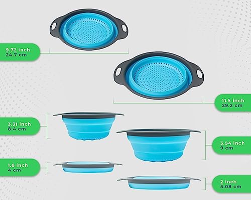 Perfect Pasta Veggie Strainer Set - Collapsible Silicone Kitchen Strainer for Home Campers