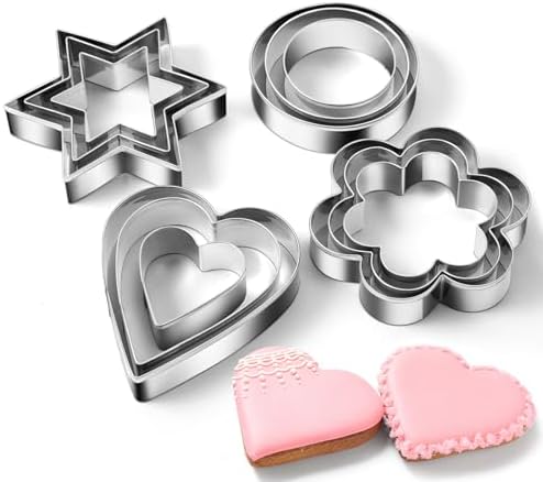 CUNSENR Cookie Cutters Set of 12 - 4 Shapes 12 Sizes