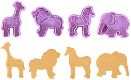 4-Piece Animal Cookie Cutters Lion Giraffe Zebra Elephant Purple