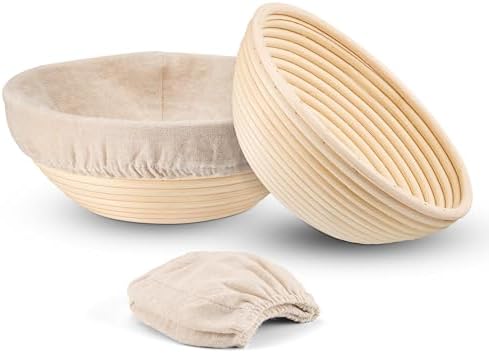 E-far Sourdough Proofing Basket Set - 9-Inch Round Durable Safe