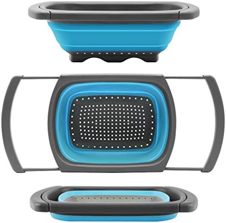QiMH Colander Collapsible 6-Quart Kitchen Strainer with Extendable Handles