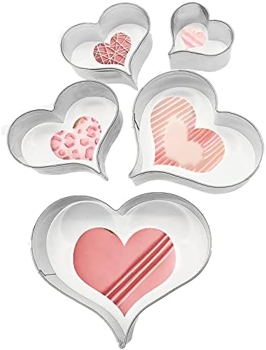 Valentines Day Heart Cookie Cutters 5-Piece Set for Baking and Crafts
