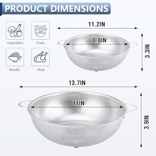 Gulex 3-Quart Stainless Steel Colander with Footed Base