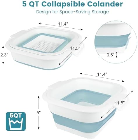 Collapsible Colander Set with Strainer Bowl 2-in-1 Kitchen Essential