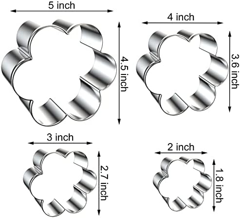 Set of Stainless Steel Flower Cookie Cutter 4 Sizes