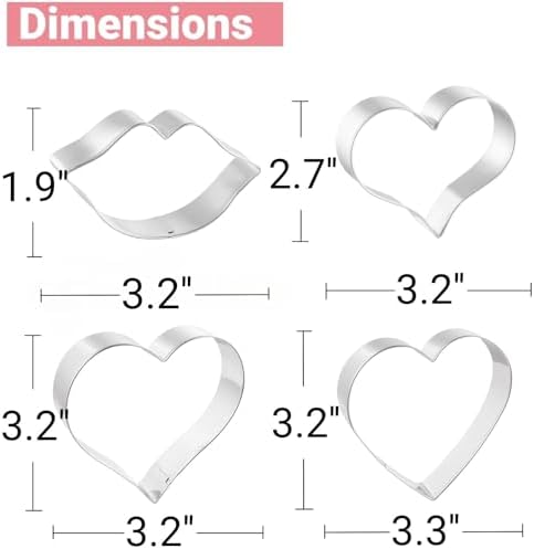 Heart Cookie Cutters 4 Piece Set for Valentines Day