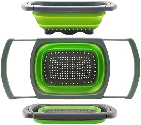 QiMH 6 Quart Collapsible Colander with Extendable Handles Silicone Material