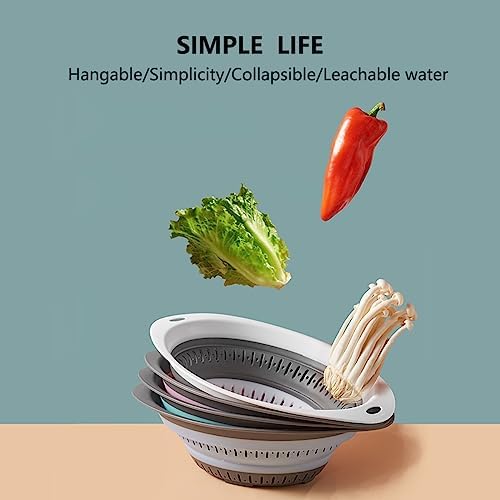 Quickly Strain with LogFaadCoiCollapsible Colander Strainer Set Blue