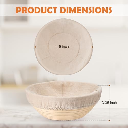 E-far Sourdough Proofing Basket Set - 9-Inch Round Durable Safe