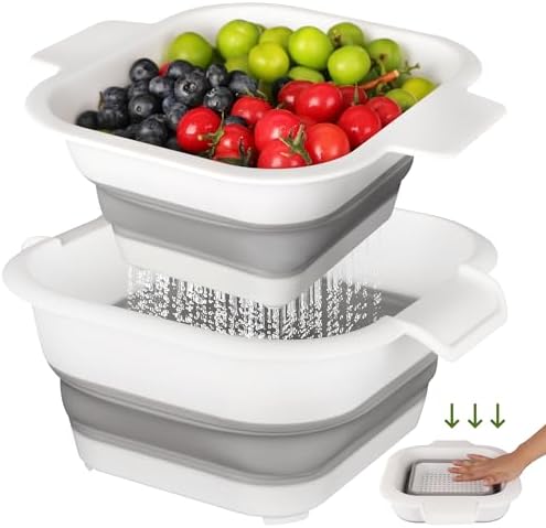 Collapsible Colander Set with Strainer Bowl for Kitchen