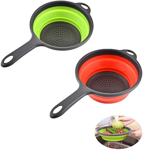 2-Pack Collapsible Silicone Strainer Colanders with Handles