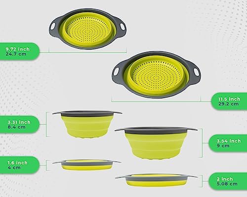 Collapsible Silicone Colanders by Comfify for Pasta Veggies