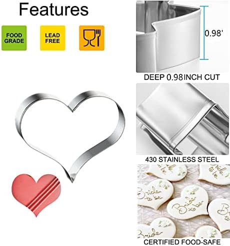 Valentines Day Heart Cookie Cutters 5-Piece Set for Baking and Crafts