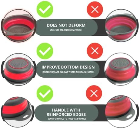 Collapsible Silicone Kitchen Strainer with Plastic Handles