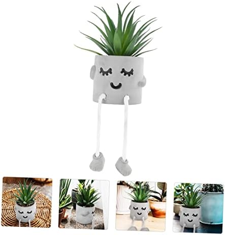 STOBAZACute Expression Potted Fake Succulent Decor for Home Office
