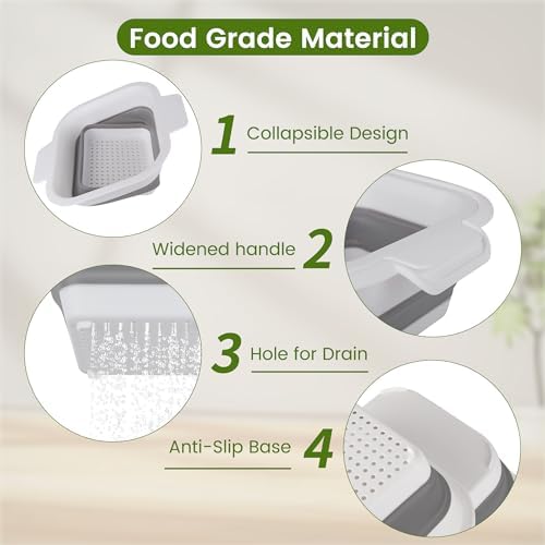 Collapsible Colander Set with Strainer Bowl for Kitchen