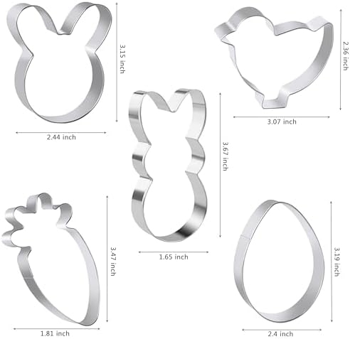 Fostudork Easter Cookie Cutters Set 5 Pcs