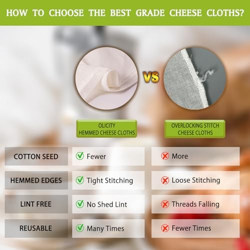 Olicity Cheese Cloths 6PCS Grade 100 Fine Mesh Cloth