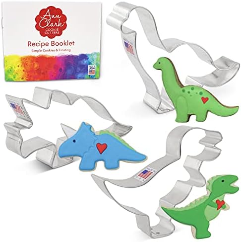 Ann Clark Dinosaur Cookie Cutters Set with T-Rex Brontosaurus Triceratops