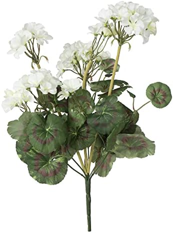 Stunning 20 Artificial White Geranium Bush with Green foliage
