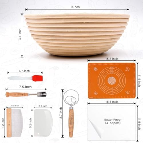 Liliadon Sourdough Bread Baking Kit Set Two Round Baskets