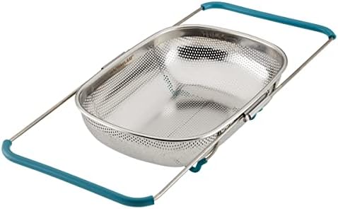 Rachael Ray 45 Quart Over-the-Sink Colander with Agave Blue Handles