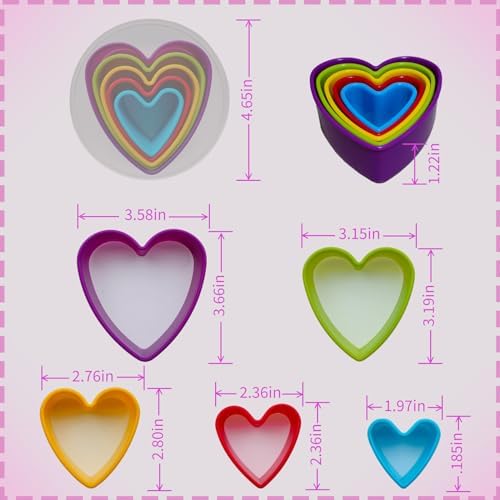 5 Piece Heart Cookie Cutter Set for Baking Delightful Heart-Shaped Cookies