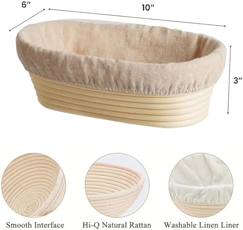 Sourdough Proofing Basket Set for 10-inch Ovals 2-Piece