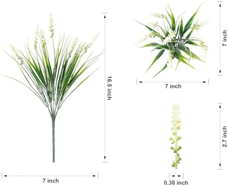 HyeFlora Artificial White Monkey Grass Plants 10 Bundles